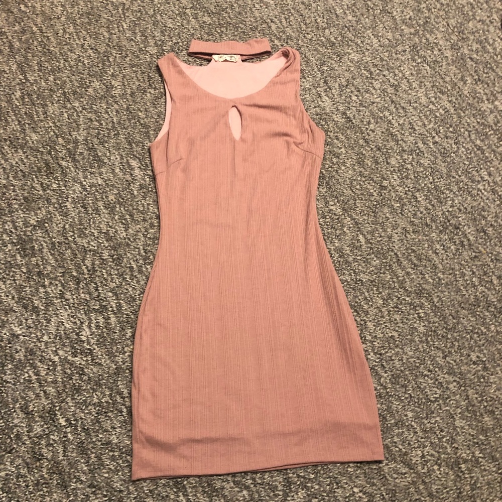Bear Dance Ribbed Chocker Dress Pale Pink Size Small